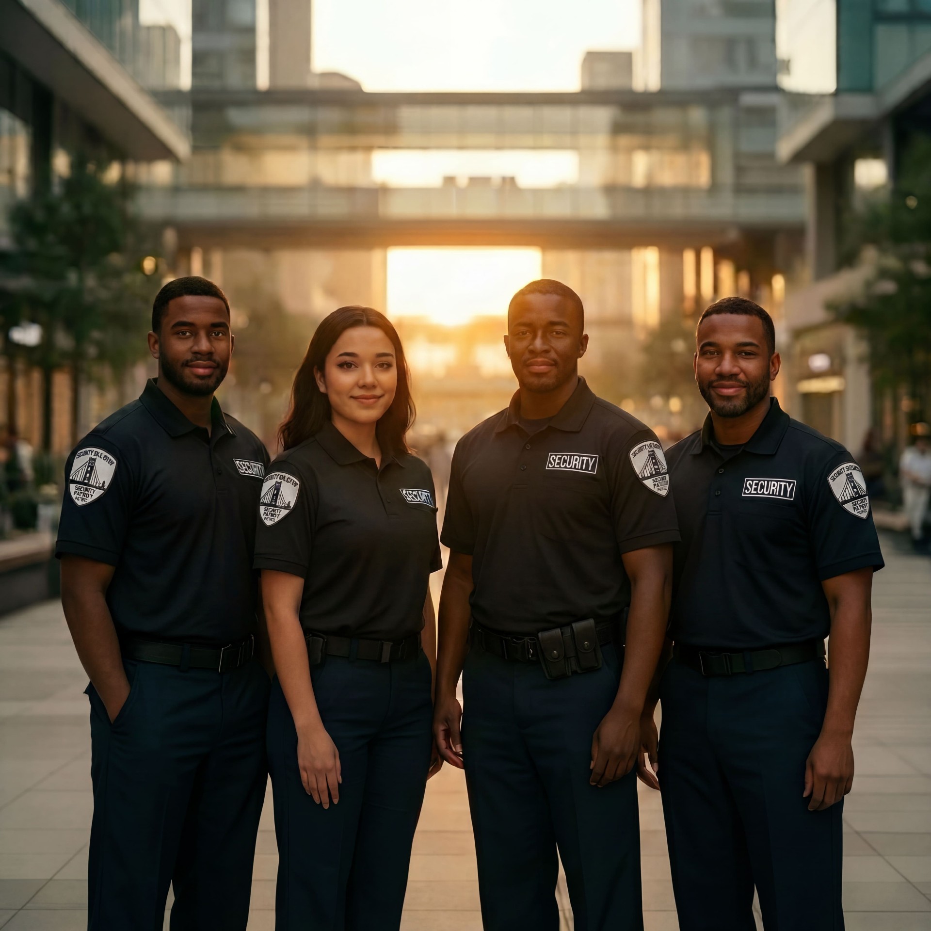 Diverse team of professional security officers standing together