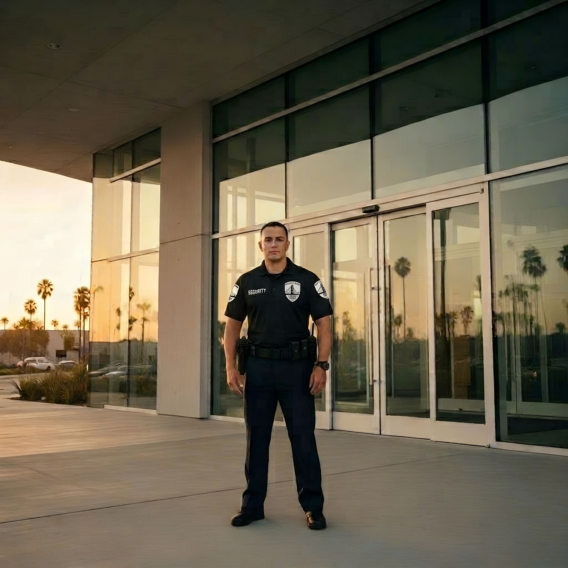 Security presence at a modern commercial property